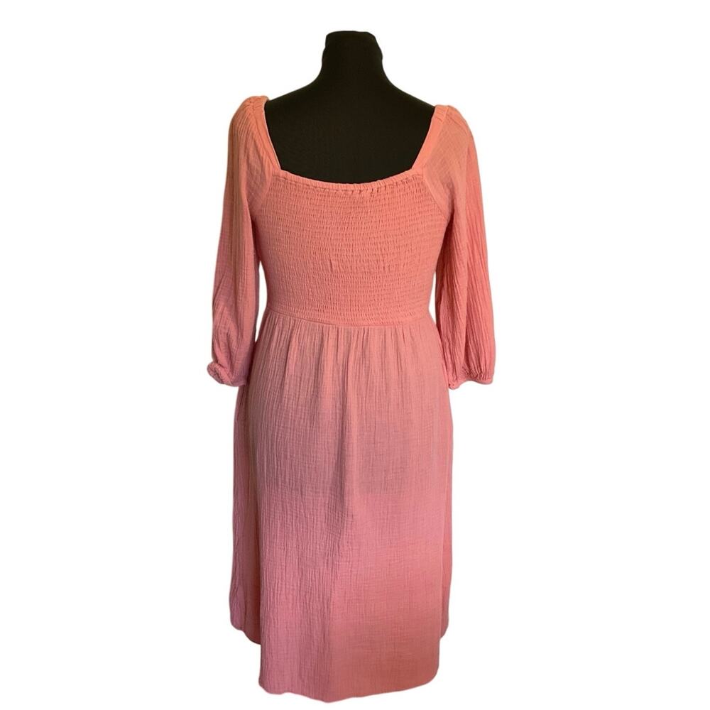 BeachLunchLounge Pink Gauze Smocked Midi Dress M Cottagecore - Picture 4 of 9
